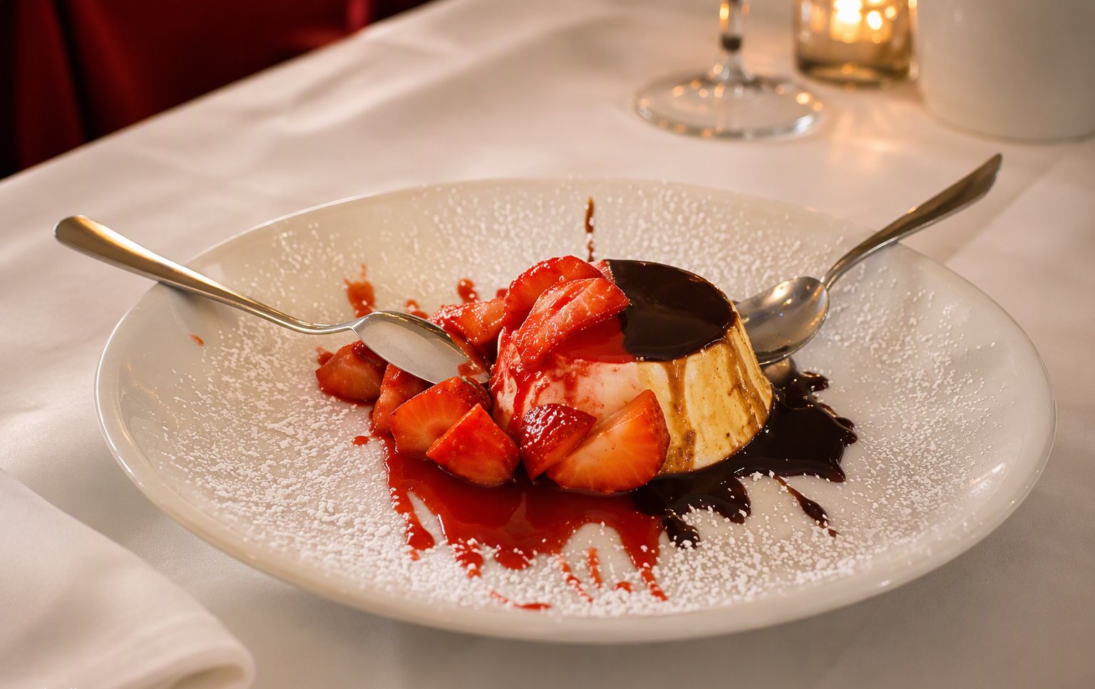Il dolce della casa con fragole e cioccolato